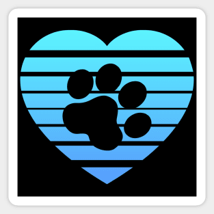 Cat Paw Heart Valentine - Light Blue Gradient Sticker